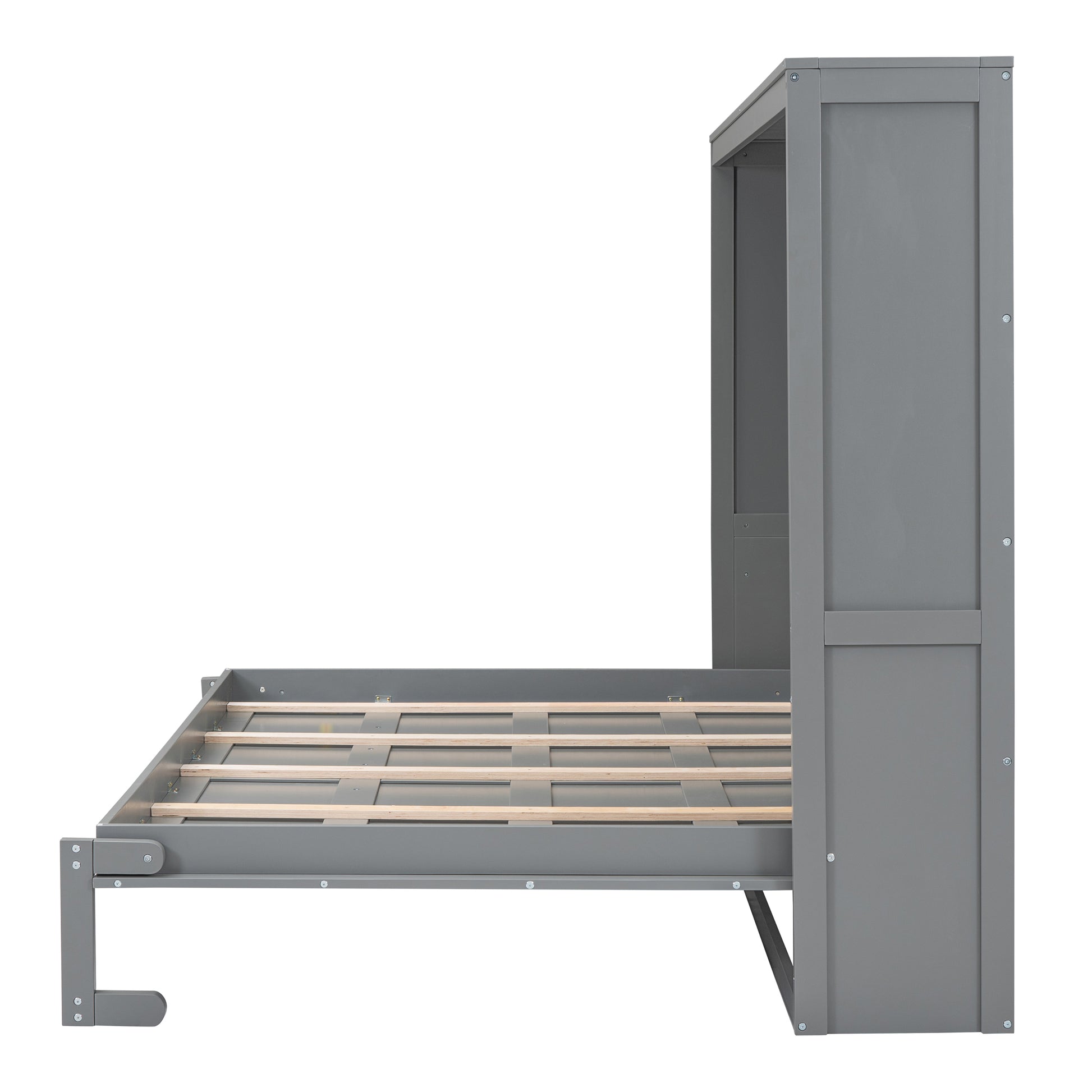 Queen Size Murphy Bed Wall Bed,Gray Queen Gray Plywood