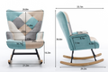 Modern Patchwork Accent Chair With Solid Wood Armrest And Feet, Mid Century Modern Accent Sofa, Fabric Sofa Chair For Living Room Bedroom Studio, Comfy Side Armchair For Bed Green Foam Cotton Linen