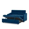 Loveseats Sofa Bed With Pull Out Bed,Adjsutable Back And Two Arm Pocket,Typec And Usb Charging With Copper Nail,Blue 47