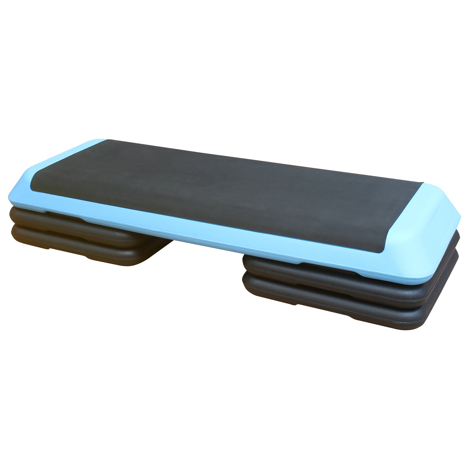 Adjustable Aerobic Stepper Workout Step With 4 Risers Fitness & Exercise Platform Trainer Black Blue Plastic