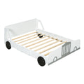 Full Size Car Shaped Platform Bed With Wheels,White White Plywood