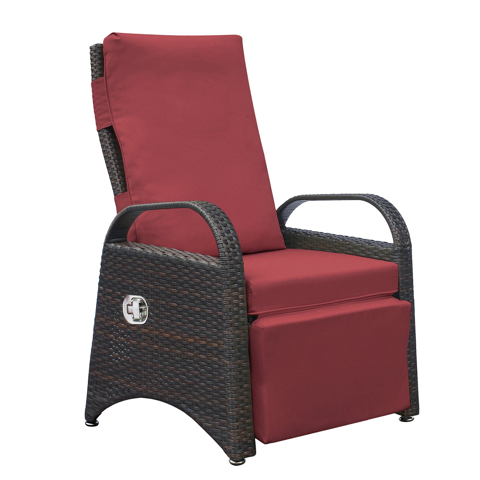 Outdoor Recliner Chair,2 Buckle Adjustment Mechanism Reclining Lounge Chair And Removable Soft Cushion, With Modern Armchair And Ergonomic For Home, Sunbathing Or Relaxation Brown Red Yes Complete Patio Set Red Rust Resistant Frame Water Resistant