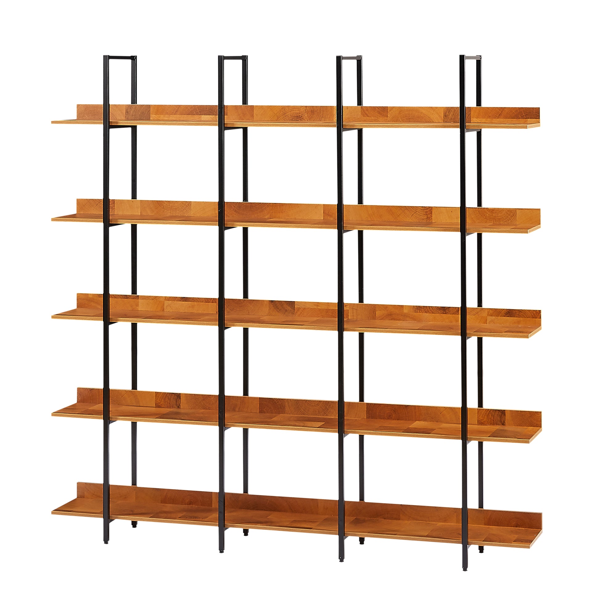 5 Tier Bookcase Home Office Open Bookshelf, Vintage Industrial Style Shelf, Mdf Board, Black Metal Frame, Brown Black Brown Mdf Steel