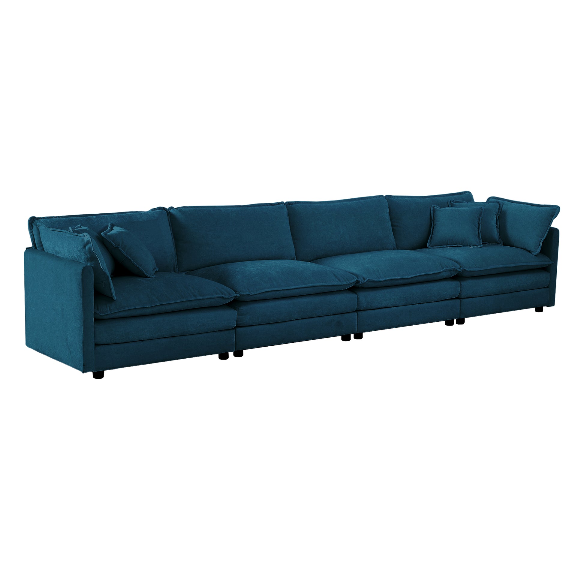 Alternative Sofa Round Armrests For 2 Seater Sofa, 3 Seater Sofa And 4 Seater Sofa, Blue Chenille Blue Chenille