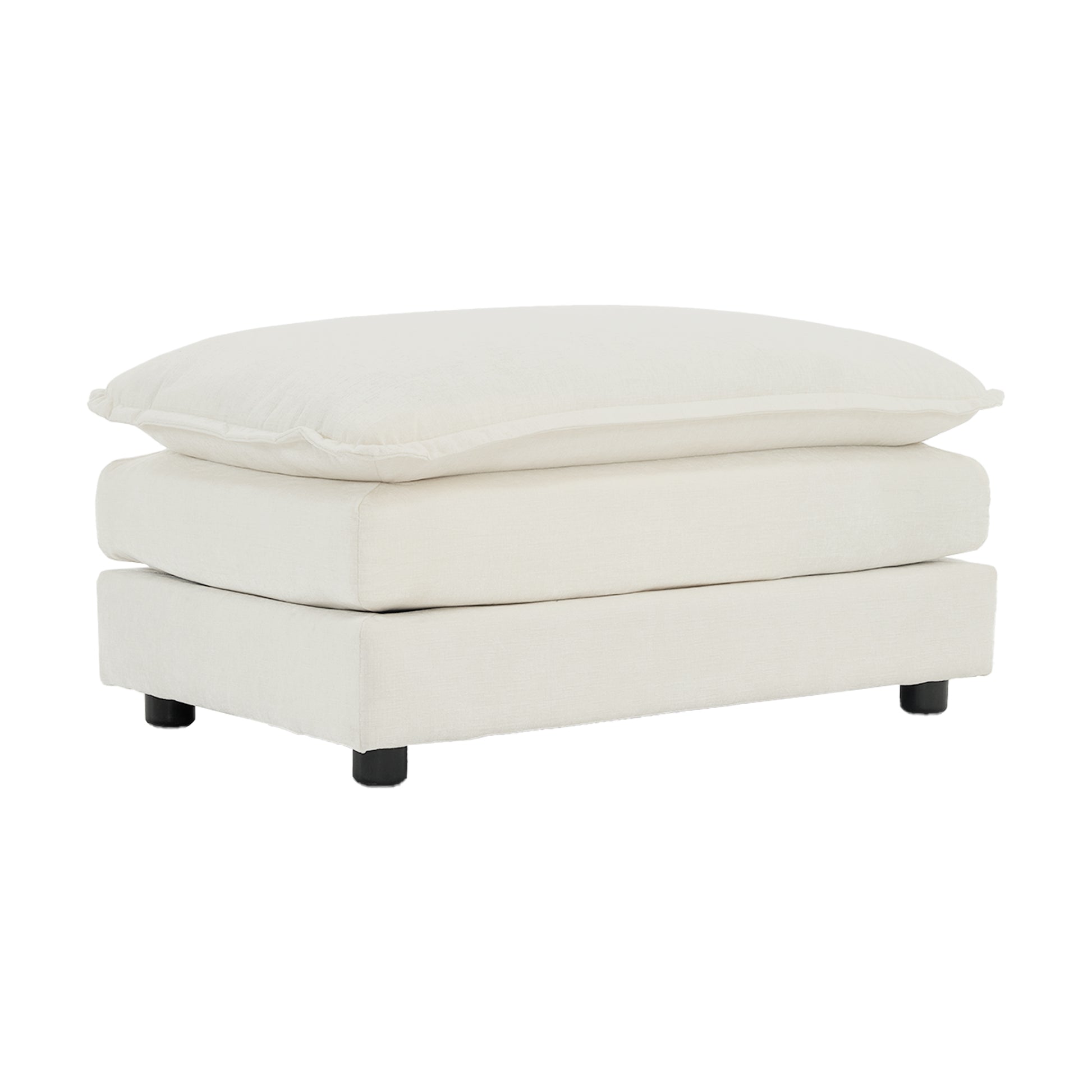 Chenille Fabric Ottomans Footrest To Combine With 2 Seater Sofa, 3 Seater Sofa And 4 Seater Sofa, White Chenille White Chenille