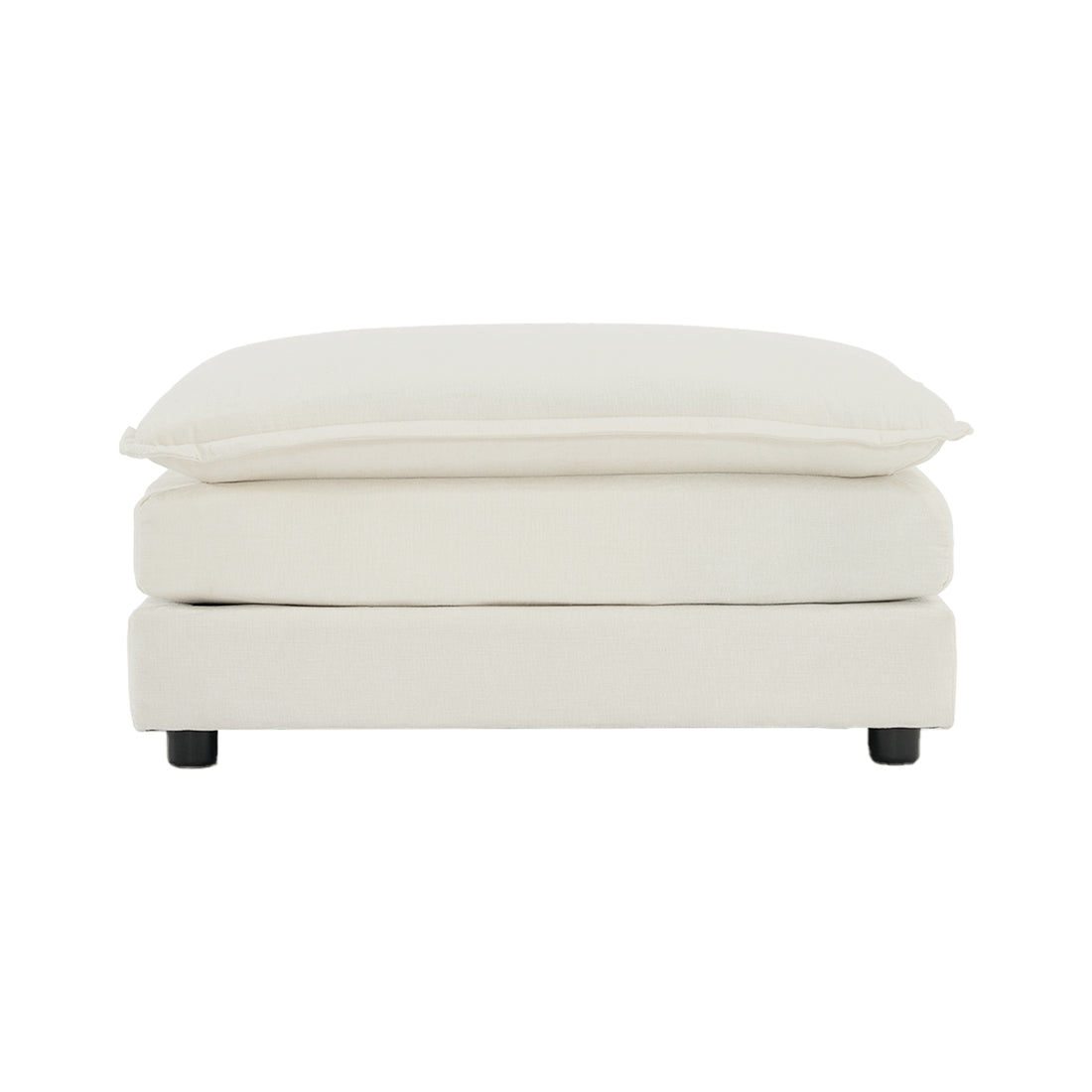 Chenille Fabric Ottomans Footrest To Combine With 2 Seater Sofa, 3 Seater Sofa And 4 Seater Sofa, White Chenille White Chenille