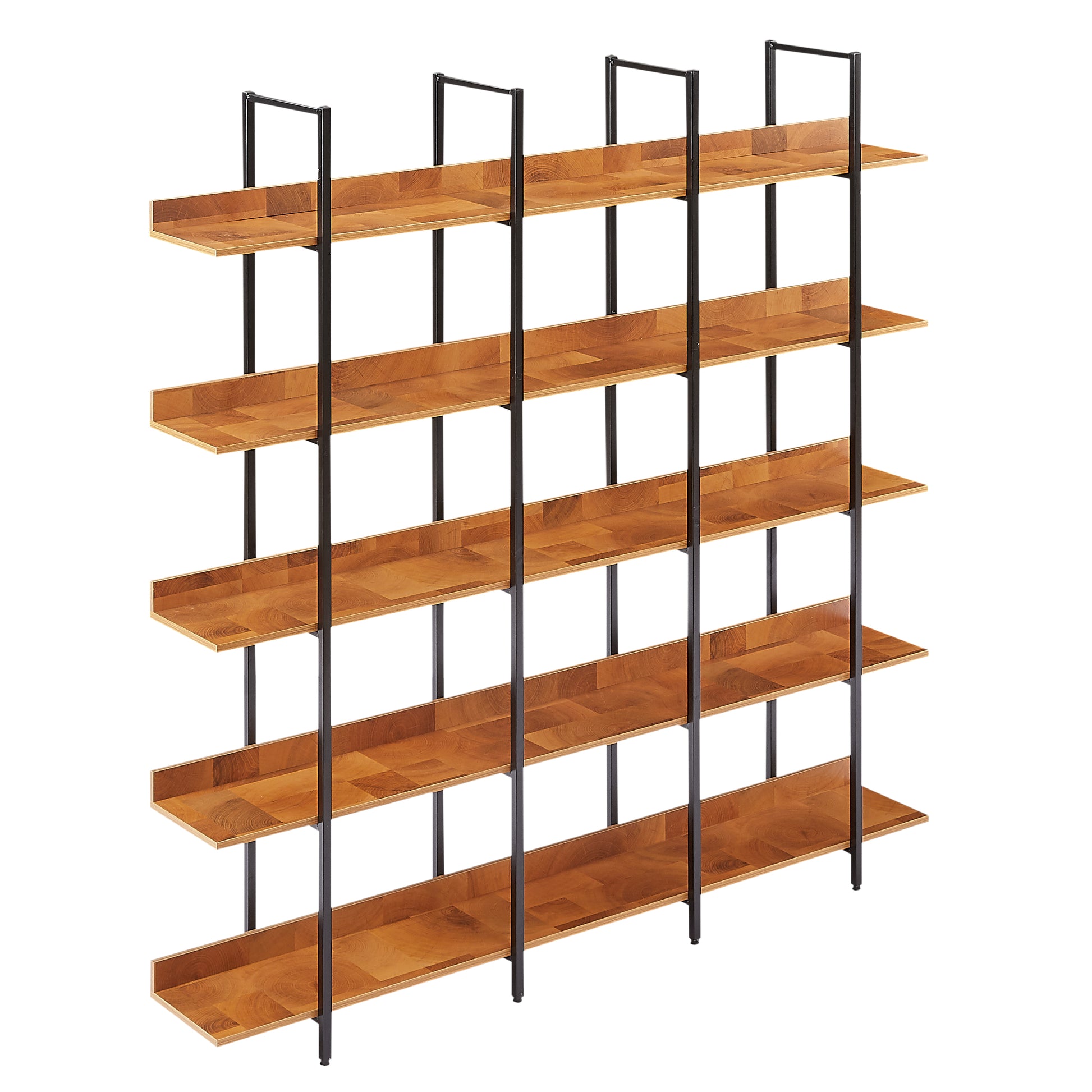 5 Tier Bookcase Home Office Open Bookshelf, Vintage Industrial Style Shelf, Mdf Board, Black Metal Frame, Brown Black Brown Mdf Steel