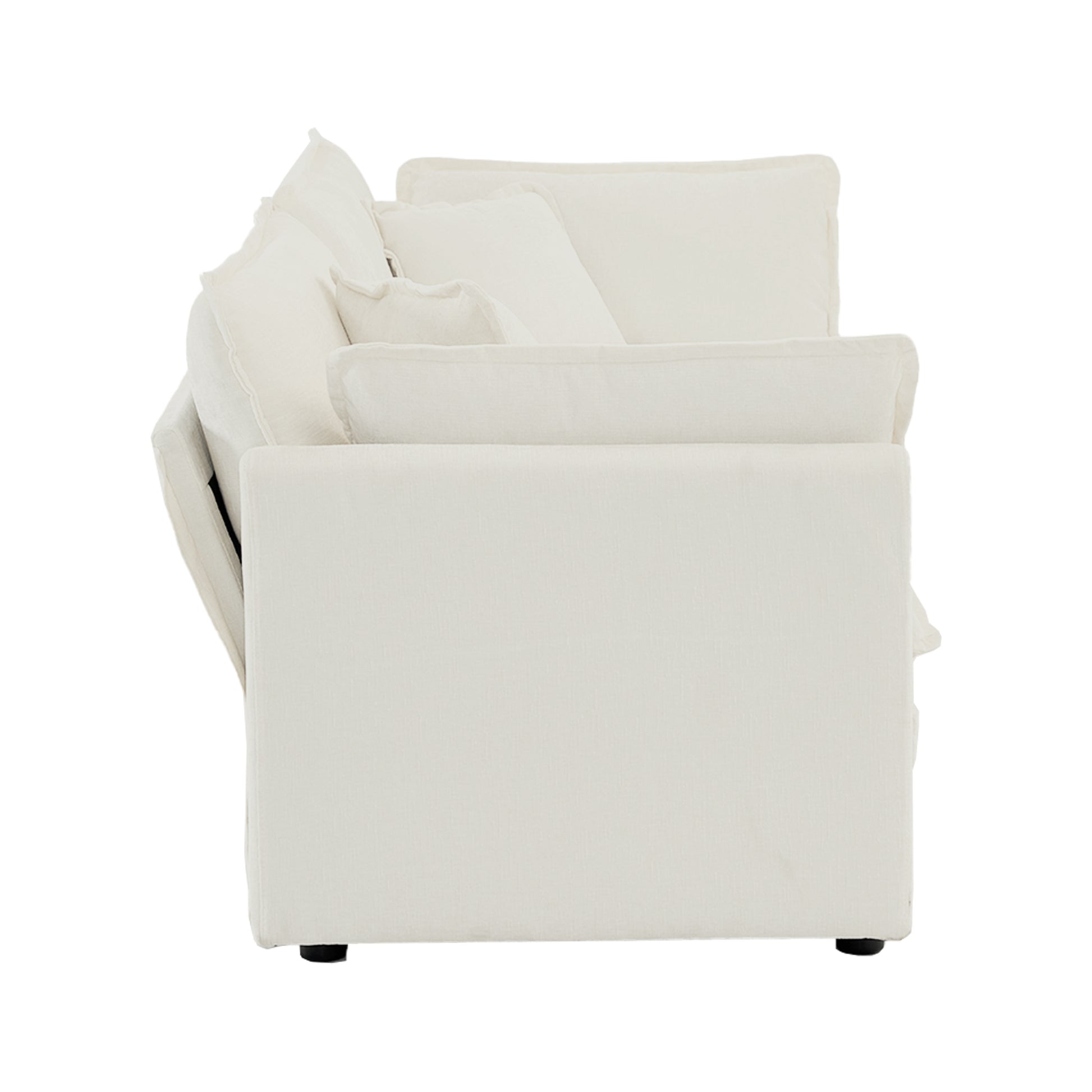 Modern Fabric Loveseat Sofa Couch For Living Room, Upholstered Large Size Deep Seat 2 Seat Sofa With 4 Pillows ,White Chenille White Chenille 2 Seat