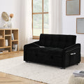 Loveseats Sofa Bed With Pull Out Bed,Adjsutable Back And Two Arm Pocket,Typec And Usb Charging With Copper Nail,Black 47