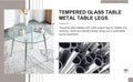 Table And Chair Set. 1 Table 4 Chairs Set A Circular Dining Table With A 40 Inch Diameter Glass Tabletop And Electroplated Metal Legs. 4 White Pu Chairs Dt 1164 001 Transparent Glass