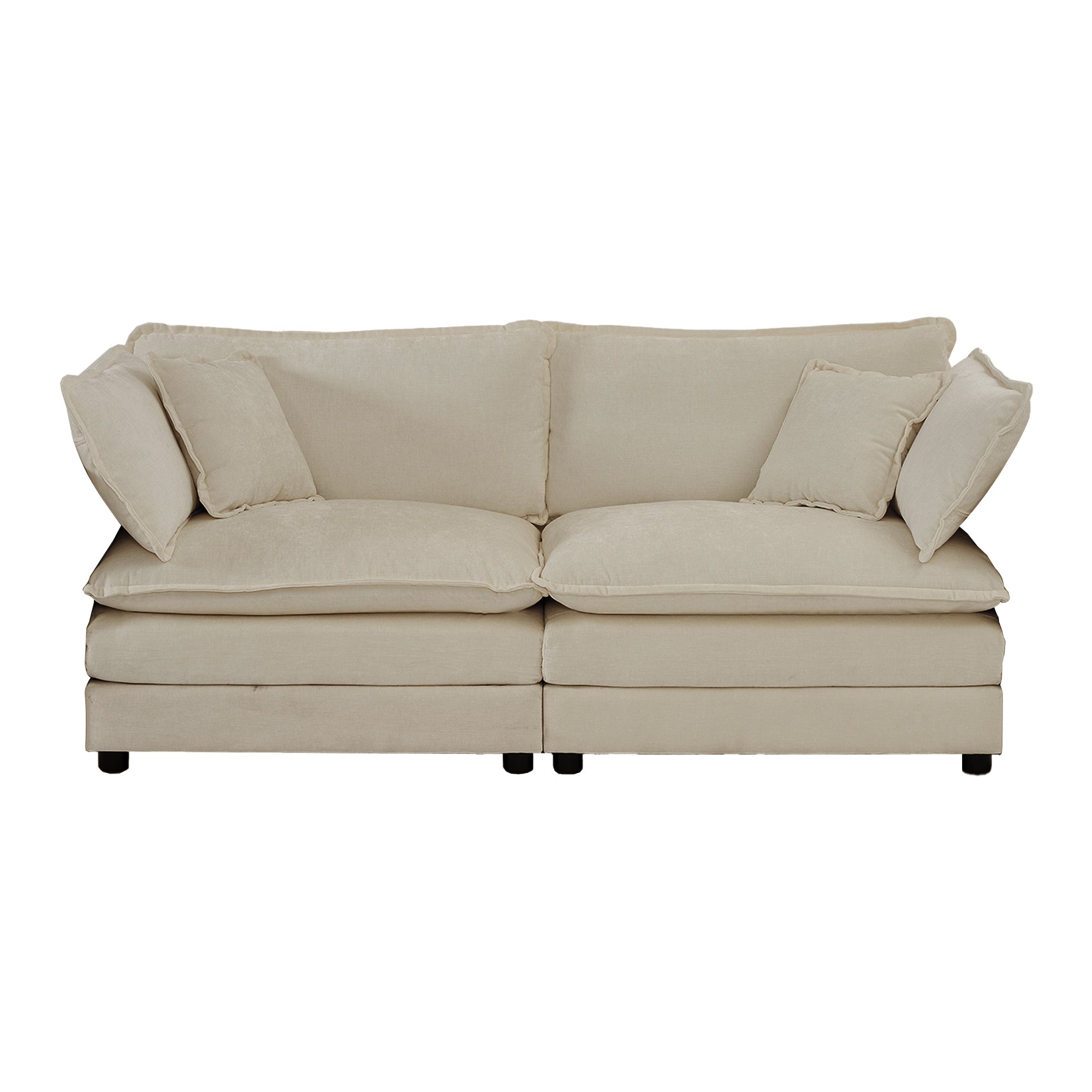 Armless Deep Seat 2 Seater Chenille Fabric Sofa To Combine With Alternative Arms And Single Armless Sofabeige Chenille Beige Chenille