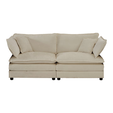 Armless Deep Seat 2 Seater Chenille Fabric Sofa To Combine With Alternative Arms And Single Armless Sofabeige Chenille Beige Chenille