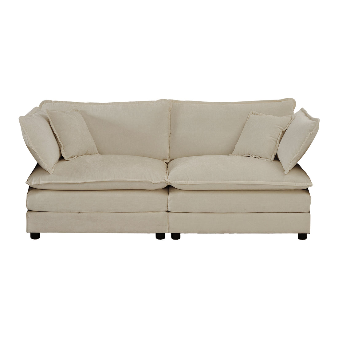 Alternative Sofa Round Armrests For 2 Seater Sofa, 3 Seater Sofa And 4 Seater Sofa, Beige Chenille Beige Chenille