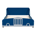 Full Size Car Shaped Platform Bed With Wheels,Blue Blue Plywood