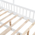 Wooden Full Size House Bed With Twin Size Trundle,Kids Bed With Shelf,White White Wood