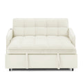 Loveseats Sofa Bed With Pull Out Bed,Adjsutable Back And Two Arm Pocket,Typec And Usb Charging With Copper Nail,Beige 47