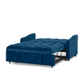 Loveseats Sofa Bed With Pull Out Bed,Adjsutable Back And Two Arm Pocket,Typec And Usb Charging With Copper Nail,Blue 47