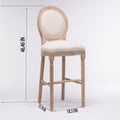 French Country Wooden Barstools With Upholstered Seatingbeige And Natural Set Of 2 Beige Fabric Solid Wood Mdf
