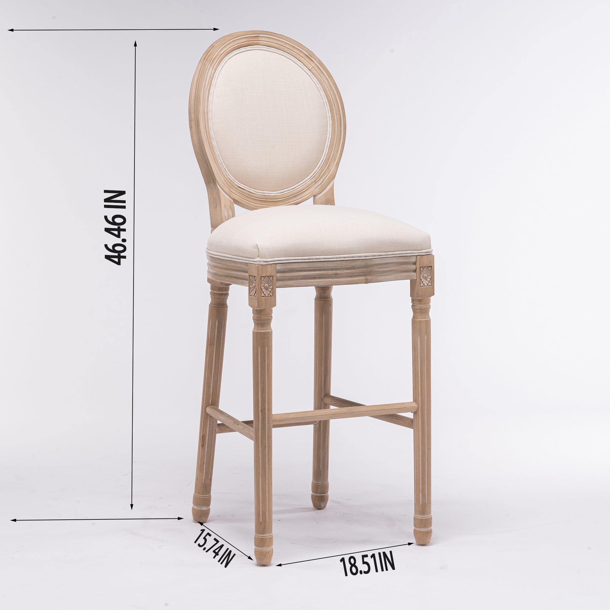 French Country Wooden Barstools With Upholstered Seatingbeige And Natural Set Of 2 Beige Fabric Solid Wood Mdf