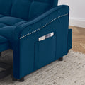 Loveseats Sofa Bed With Pull Out Bed,Adjsutable Back And Two Arm Pocket,Typec And Usb Charging With Copper Nail,Blue 47