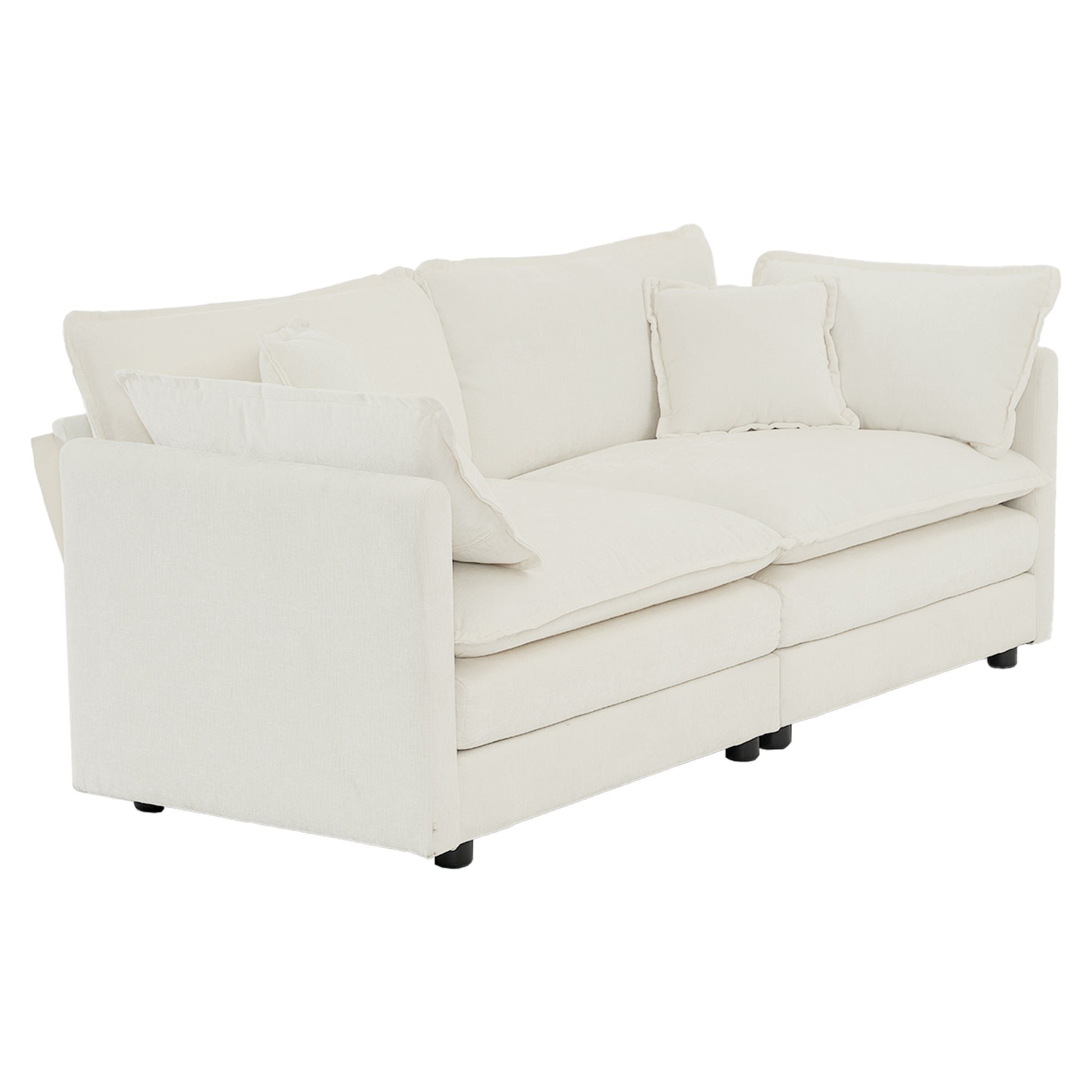 3 Piece Sofa Set With Arm Pillows And Toss Pillowssofa Set Include 2 Piece Of Arm Chair And One 2 Seat Sofa, Space Saving Casual Sofa Set For Living Room, White Chenille Ameican White Oak Acrylic 4 Seat