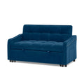 Loveseats Sofa Bed With Pull Out Bed,Adjsutable Back And Two Arm Pocket,Typec And Usb Charging With Copper Nail,Blue 47