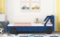 Twin Size Car Shaped Platform Bed With Wheels,Blue Blue Plywood