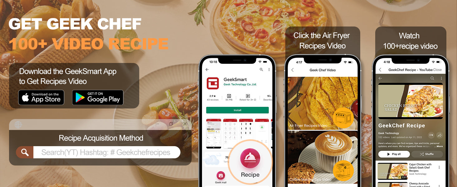 Geek Chef 6 Slice 26Qt 26L Air Fryer Fry Oil Free, Extra Large Toaster Oven Combo, Air Fryer Oven, Roast, Bake, Broil,Convection Countertop Oven, Accessories Included, Stainless St Ban On Silver Stainless Steel