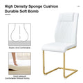 Table And Chair Set, Circular Dining Table, Glass Tabletop With A Diameter Of 40 Inches And Gold Plated Metal Legs, Paired With 4 White Pu Cushions And Gold Plated Metal Foot Dining Chairs. Dt 1164