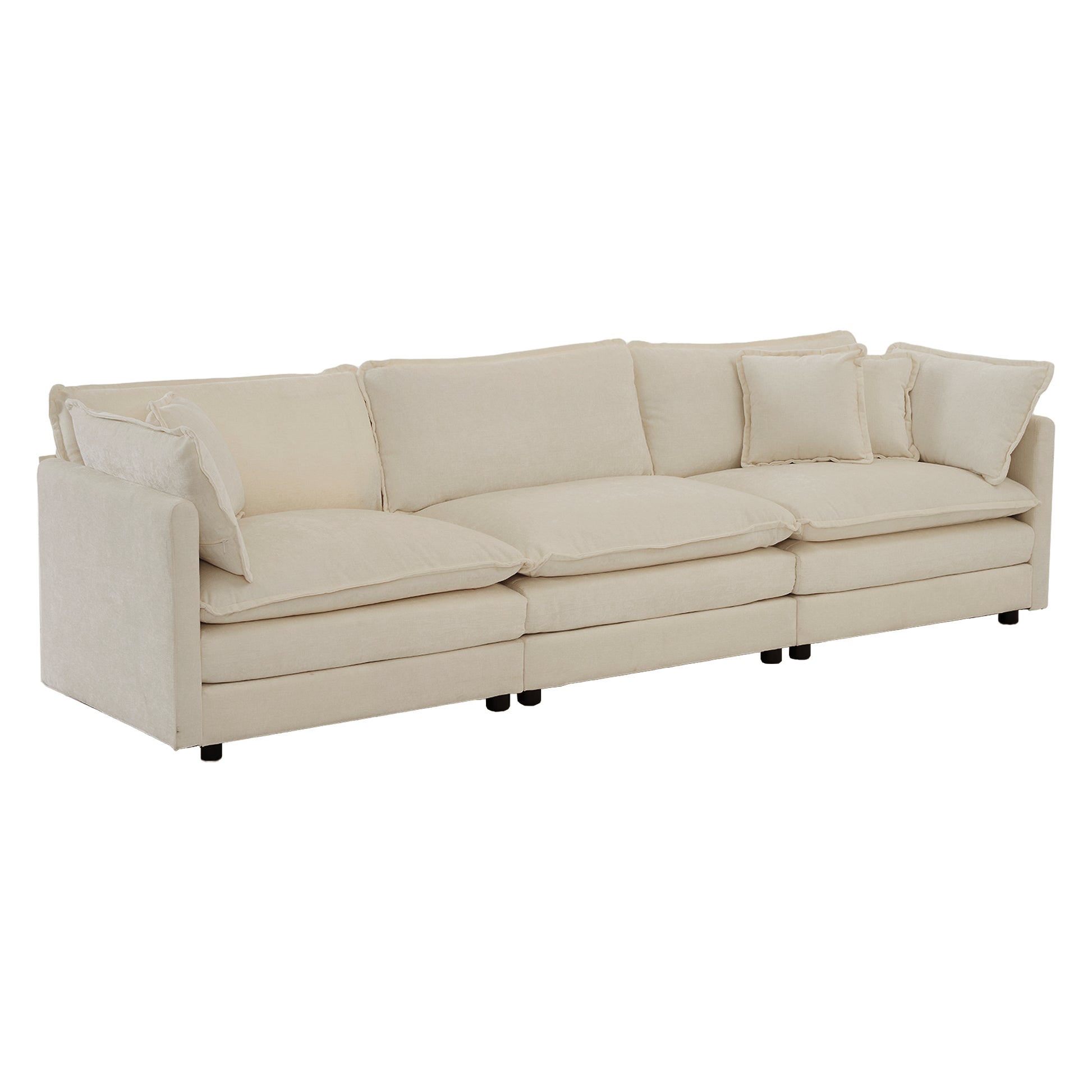 U Shaped Sectional Sofa W Reversible Footrest, 5 Seater Convertible Corner Couch With 2 Ottomans ,Modern Minimalist Soft Sofa & Couch For Living Roombeige Chenille Beige Chenille 3 Seat