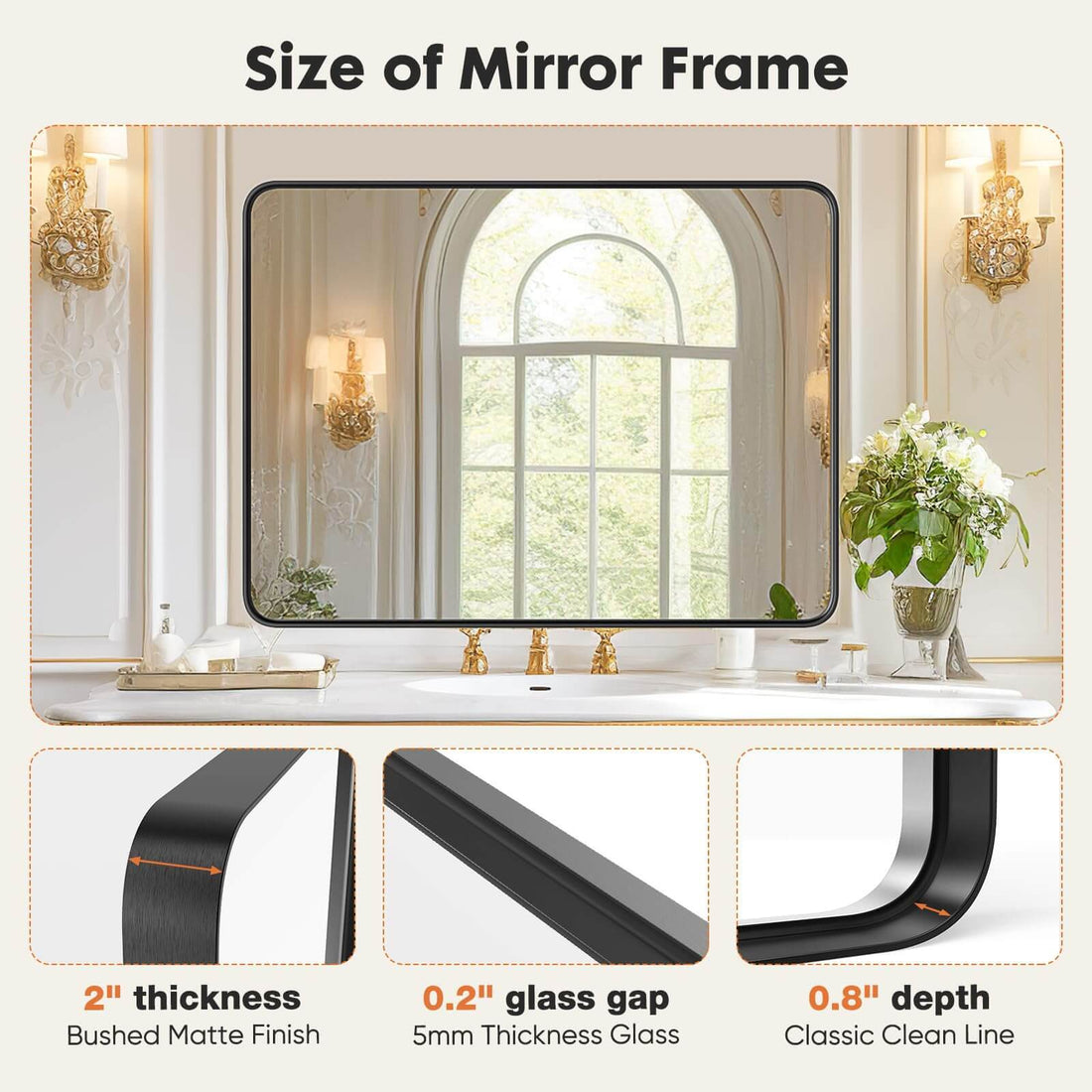 Bathroom Mirror Vanity Mirror For Wall,Aluminum Alloy Framed Wall Mirror Farmhouse,30" 22" Black Fiberglass