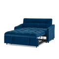 Loveseats Sofa Bed With Pull Out Bed,Adjsutable Back And Two Arm Pocket,Typec And Usb Charging With Copper Nail,Blue 47