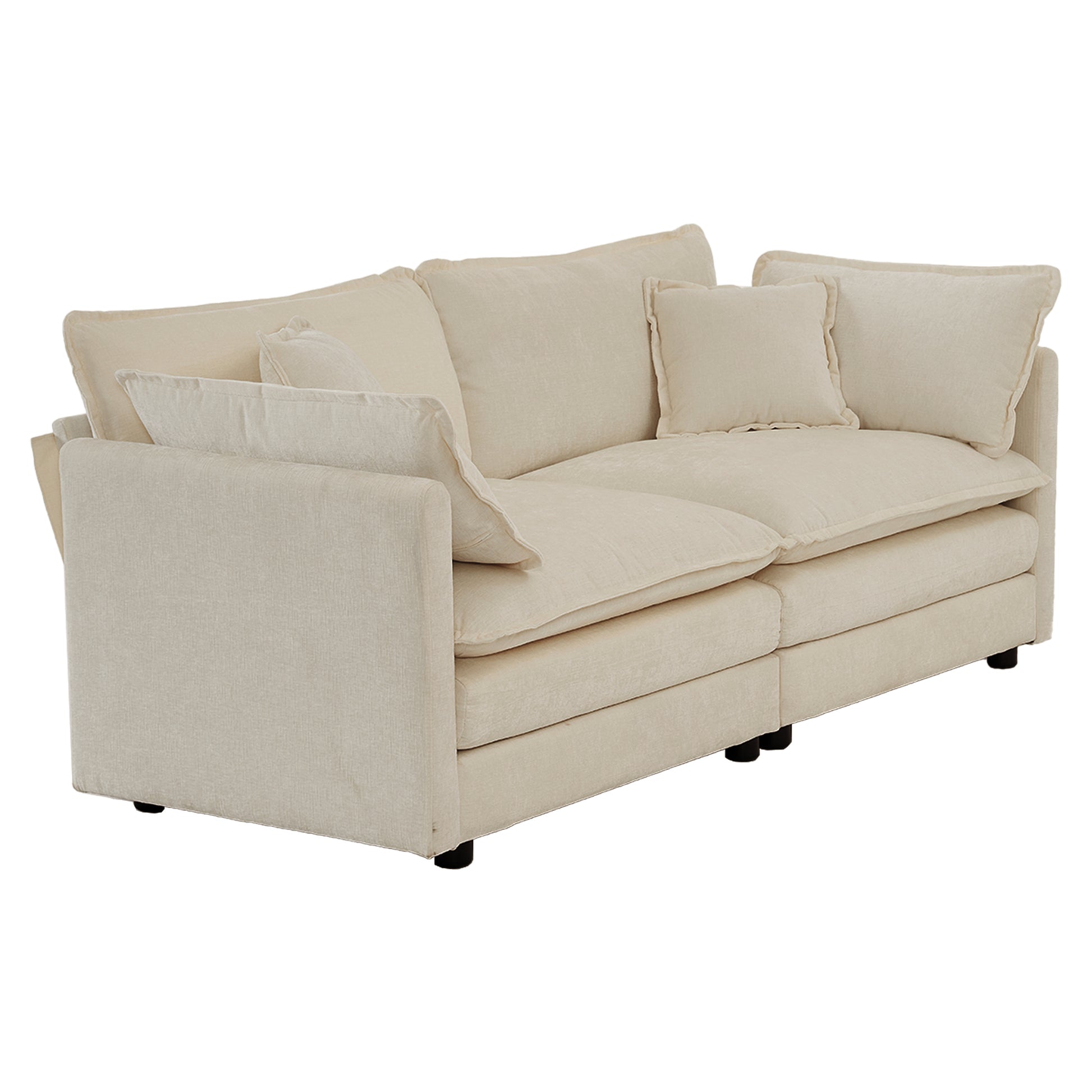 2 Piece Living Room Set2 Pieces Upholstered Loveseat And Couch For Home Office Lounge, Sofa Set Of 2, 2 Piece 2 2 Seat Couch Set For Living Room ,Beige Chenille Beige Chenille 4 Seat