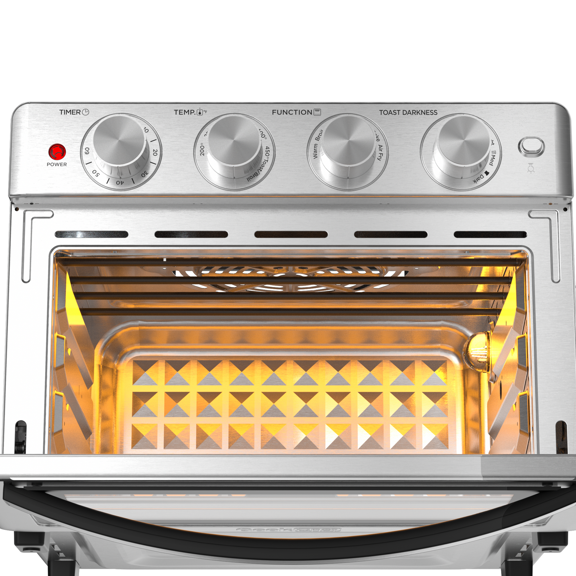 Geek Chef 6 Slice 26Qt 26L Air Fryer Fry Oil Free, Extra Large Toaster Oven Combo, Air Fryer Oven, Roast, Bake, Broil,Convection Countertop Oven, Accessories Included, Stainless St Ban On Silver Stainless Steel