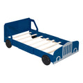 Twin Size Car Shaped Platform Bed With Wheels,Blue Blue Plywood