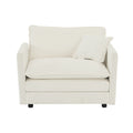 Sofa Set Of 3, 1 1 3 Seats Living Room Sofa Set, Accent Chair, Loveseat, And Three Seat Sofa Modern Style Round Arms 3 Piece Sofa Set, White White Chenille 5 Seat