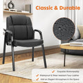 Leather Conference Room Chairs With Padded Arms,Eception Chairs,Office Guest Chairs,2P Black Iron