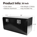 36 Inch Heavy Duty Black Aluminum Tread Tool Box Truck Trailer Underbody Storage Locks With T Handle Latch Key 36