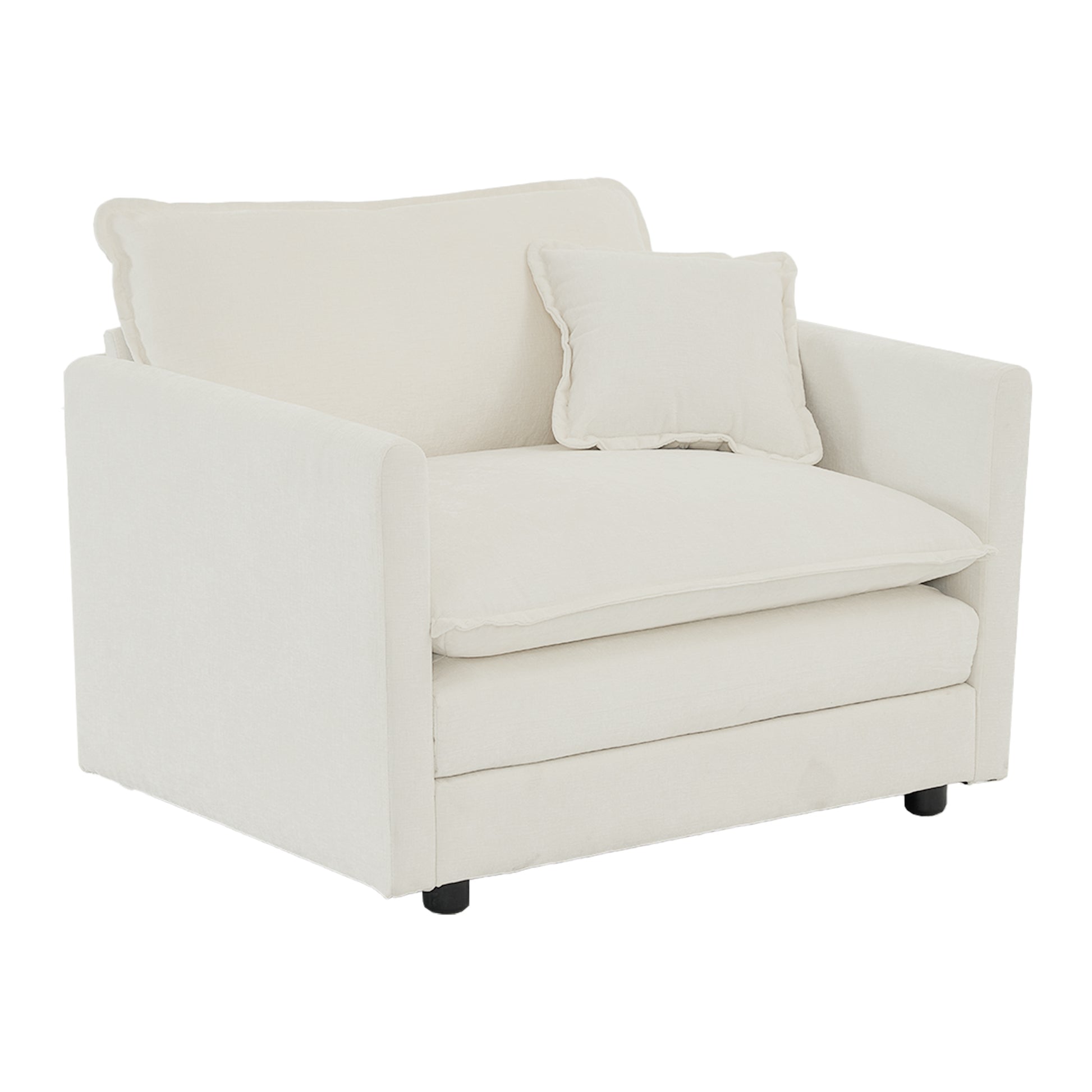 Sofa Set Of 3, 1 1 3 Seats Living Room Sofa Set, Accent Chair, Loveseat, And Three Seat Sofa Modern Style Round Arms 3 Piece Sofa Set, White White Chenille 5 Seat