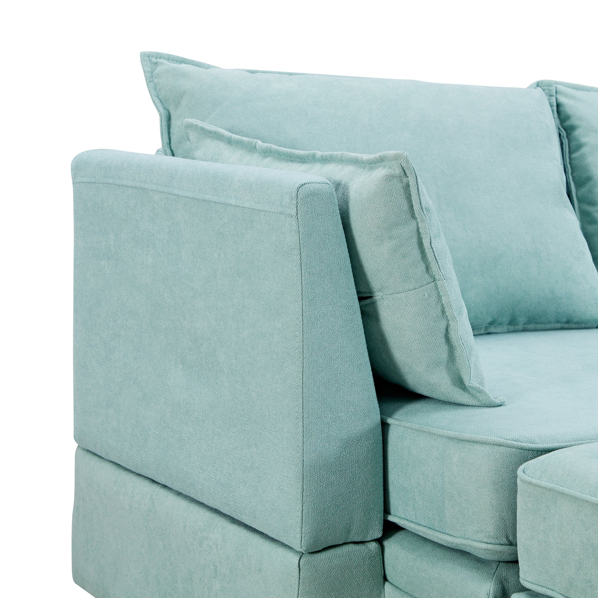 Modern Large U Shape Modular Sectional Sofa, Convertible Sofa Bed With Reversible Chaise For Living Room, Storage Seat Light Green Linen