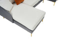 Modern Large Area Linen Leathaire Fabric Color Matching Segmented Sofa, Ultra Wide Lounge Chair, Golden Legs, U Shaped, Gray White Grey Primary Living Space Wood