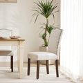 Modern Armless Dining Chairs With Upholstered Fabric,Beige,2P Beige Wood