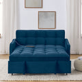 Loveseats Sofa Bed With Pull Out Bed,Adjsutable Back And Two Arm Pocket,Typec And Usb Charging With Copper Nail,Blue 47