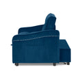 Loveseats Sofa Bed With Pull Out Bed,Adjsutable Back And Two Arm Pocket,Typec And Usb Charging With Copper Nail,Blue 47