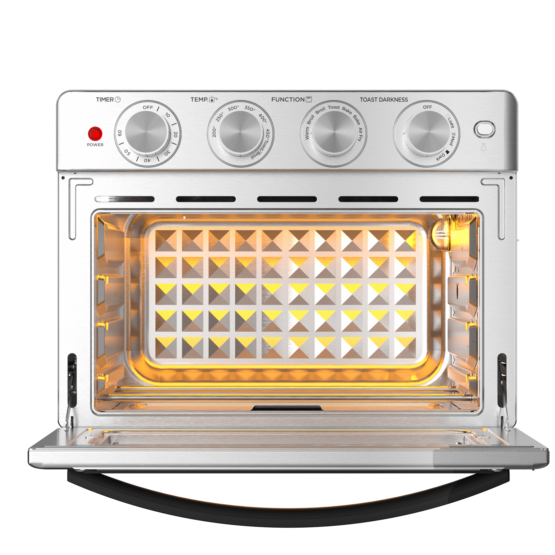 Geek Chef 6 Slice 26Qt 26L Air Fryer Fry Oil Free, Extra Large Toaster Oven Combo, Air Fryer Oven, Roast, Bake, Broil,Convection Countertop Oven, Accessories Included, Stainless St Ban On Silver Stainless Steel