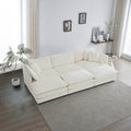 Comfortable Deep Seat Reversible Modular 6 Seater Sectional Super Soft Sofa U Shaped Sectional Couch With 3 Ottomans, 3 Toss Pillows And 2 Arm Pillows White Foam 3 Seat