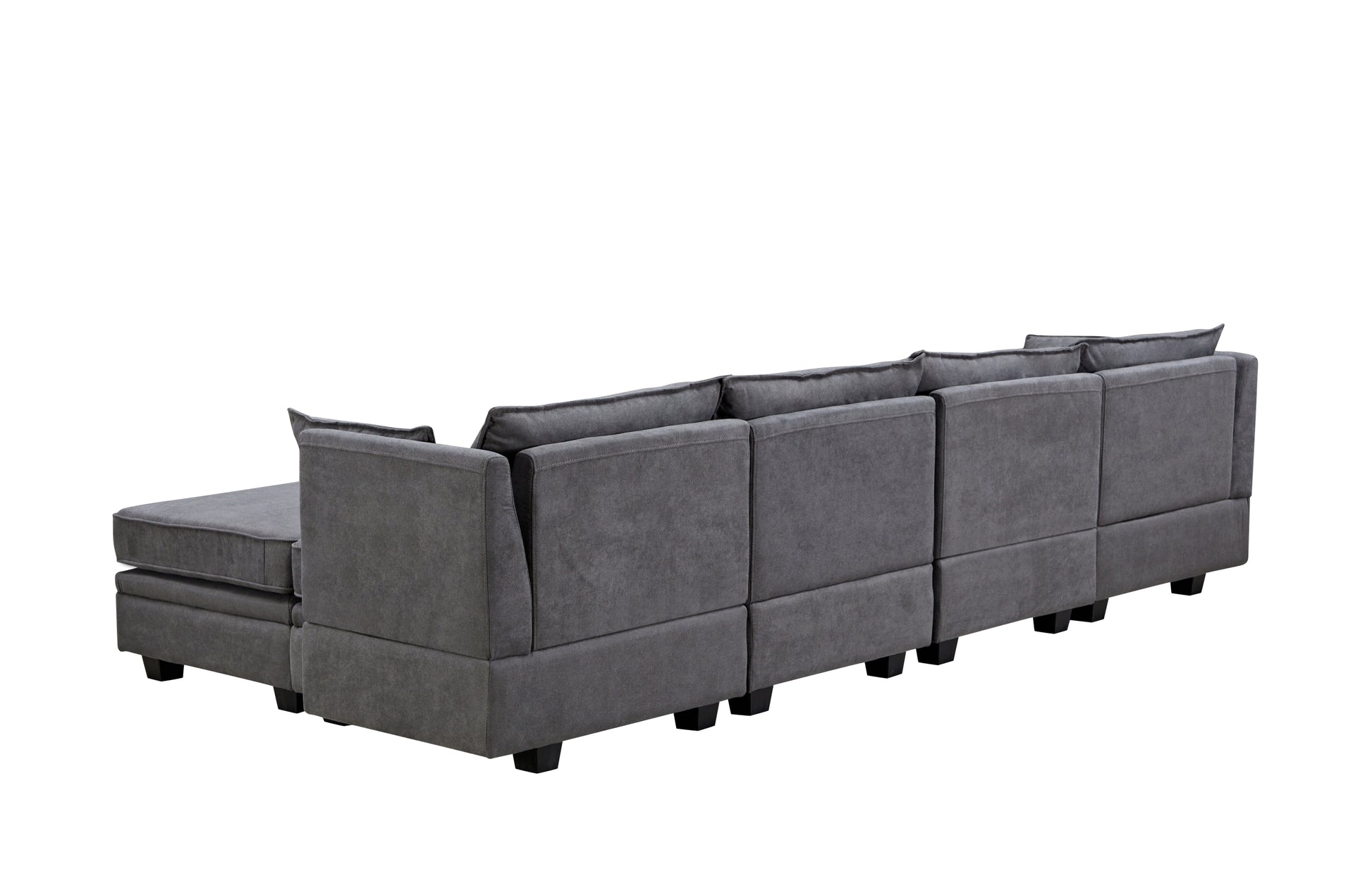 Modern Large U Shape Modular Sectional Sofa, Convertible Sofa Bed With Reversible Chaise For Living Room, Storage Seat Dark Grey Linen