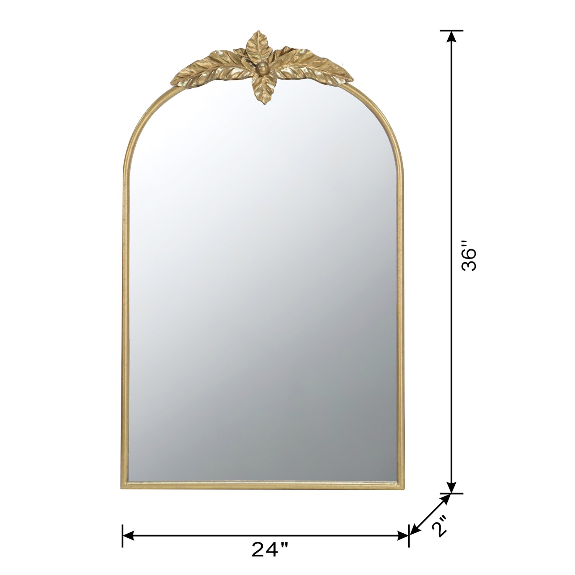 24" X 36" Arched Wall Mirror With Gold Metal Frame, Wall Mirror For Living Room Bedroom Hallway Gold Iron