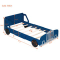 Twin Size Car Shaped Platform Bed With Wheels,Blue Blue Plywood