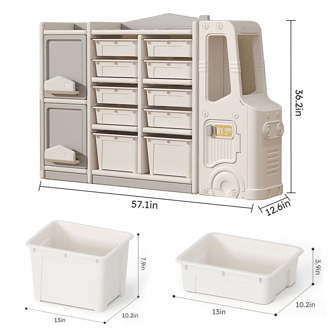 Children'S Toy Storage Cabinets Grey Hdpe